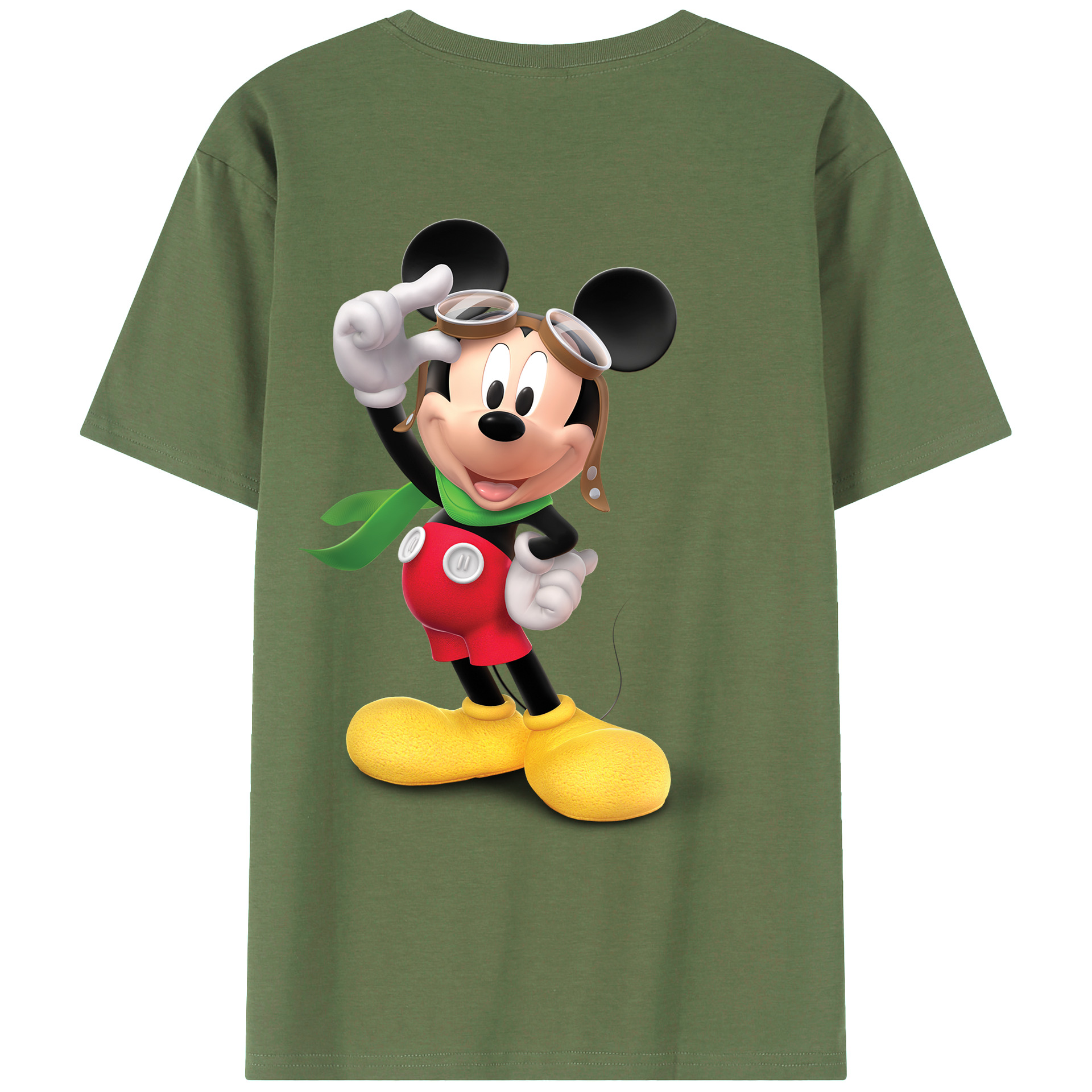 ミッキーマウス Mickey Mouse 綿100％ メンズ半袖Tシャツ（バックプリント） 通気性